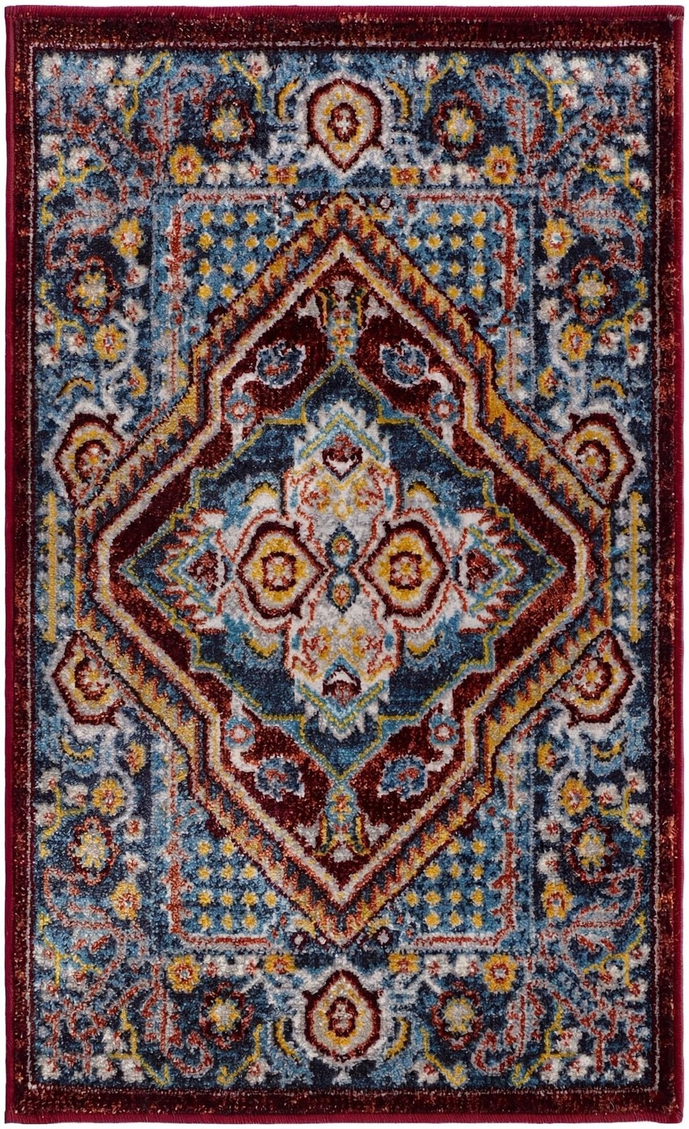 2' x 3' Murray · Medallion Washable Rug, burgundy and blue
