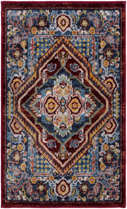 Murray · Border Washable Rug, burgundy red