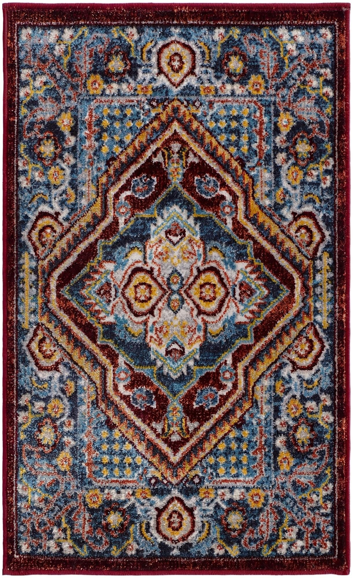 2' x 3' Murray · Medallion Washable Rug, burgundy and blue