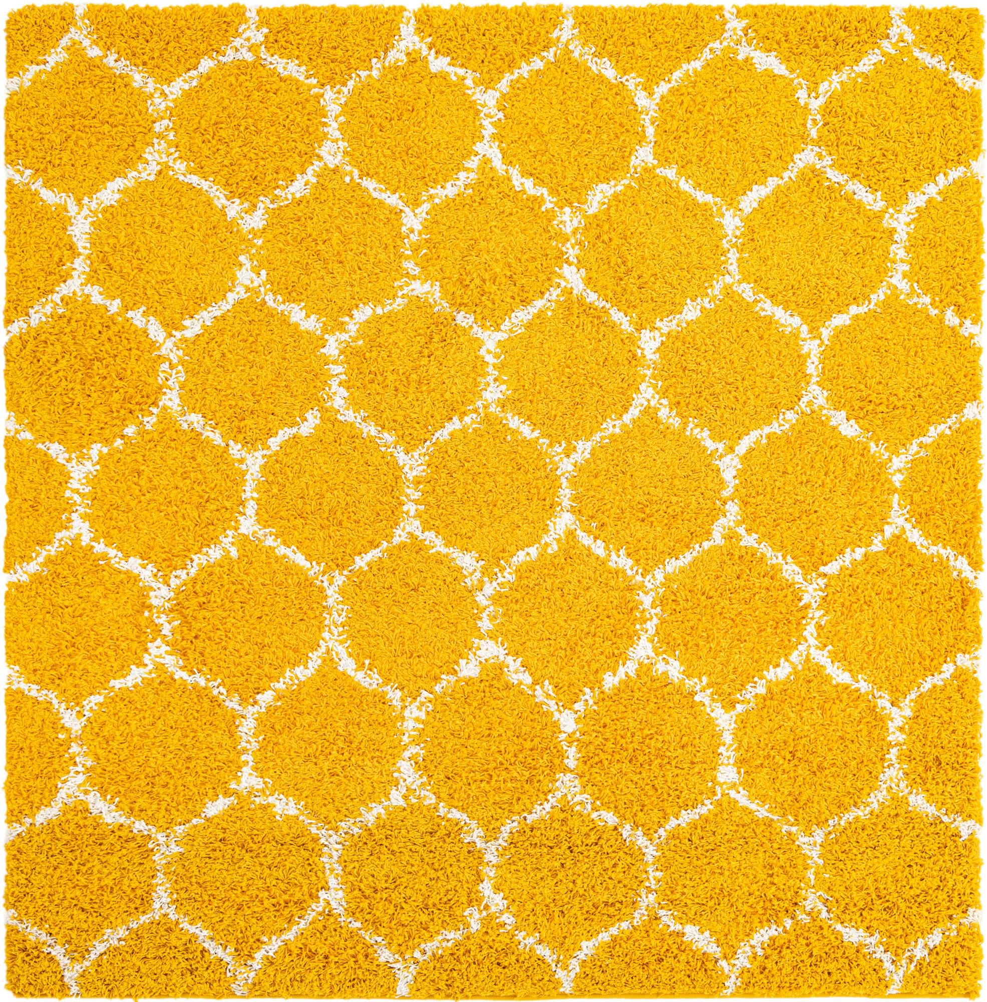 4' x 4' Barnett · Trellis Shag Rug, yellow