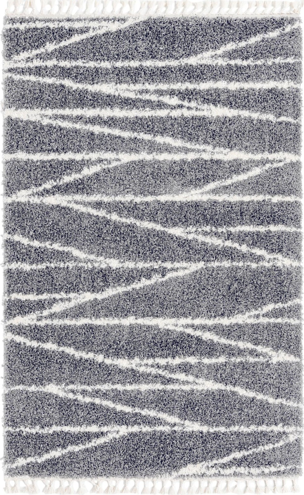 5' 3 x 8' Edenton · Linear shag rug, gray and ivory