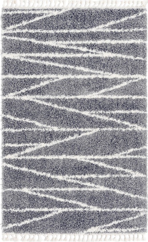 Edenton · Linear shag rug, gray and ivory