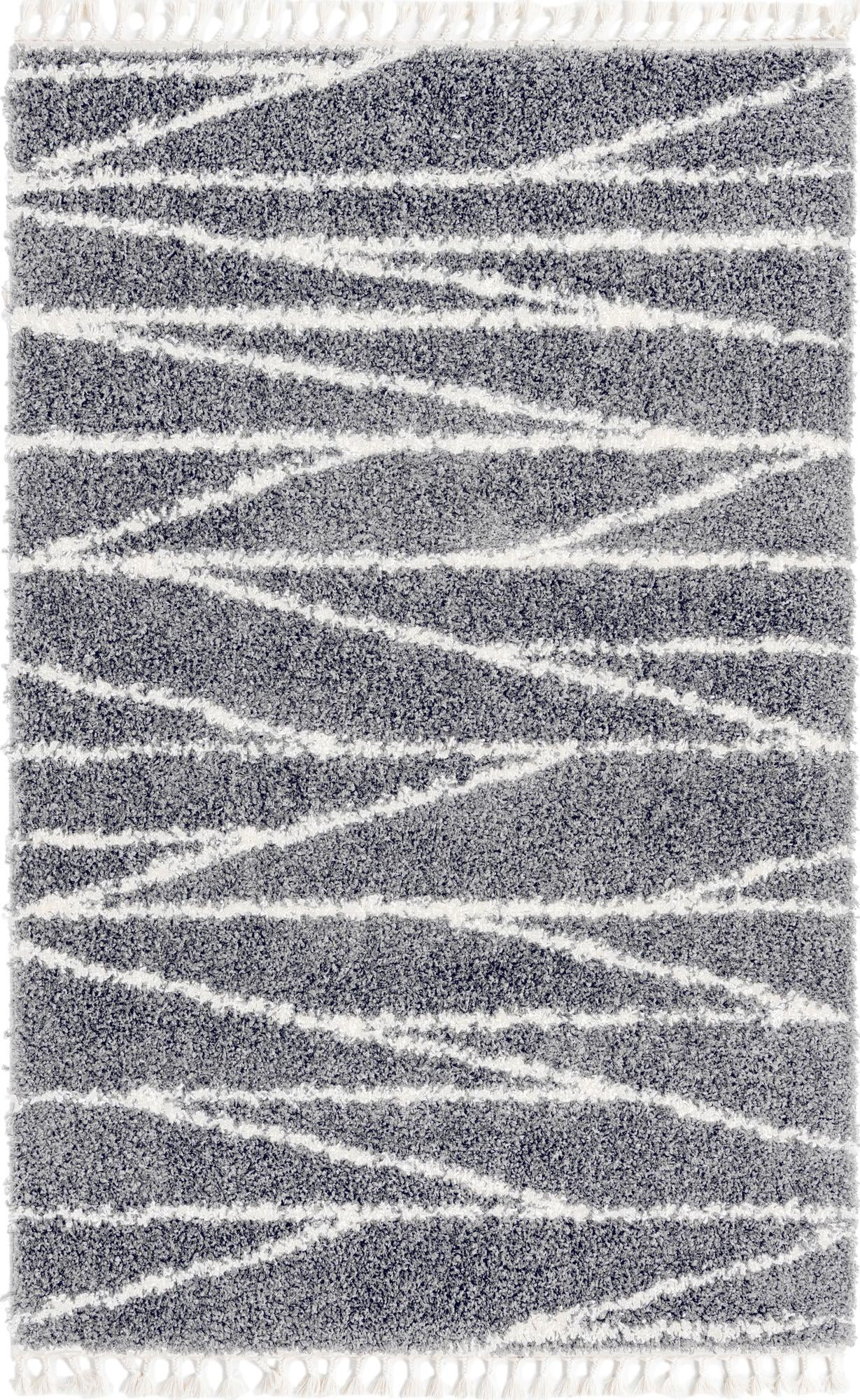 5' 3 x 8' Edenton · Linear shag rug, gray and ivory