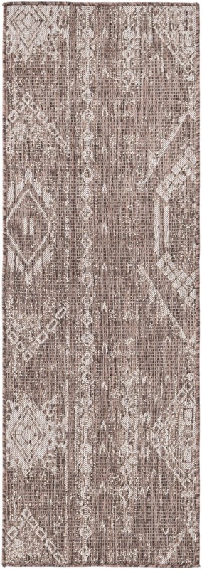 2' x 6' Wildman · Geometric Outdoor Rug, brown