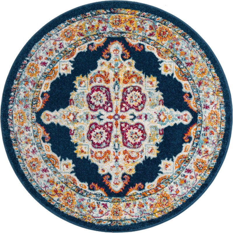 5' x 5' Selby · Border rug, navy