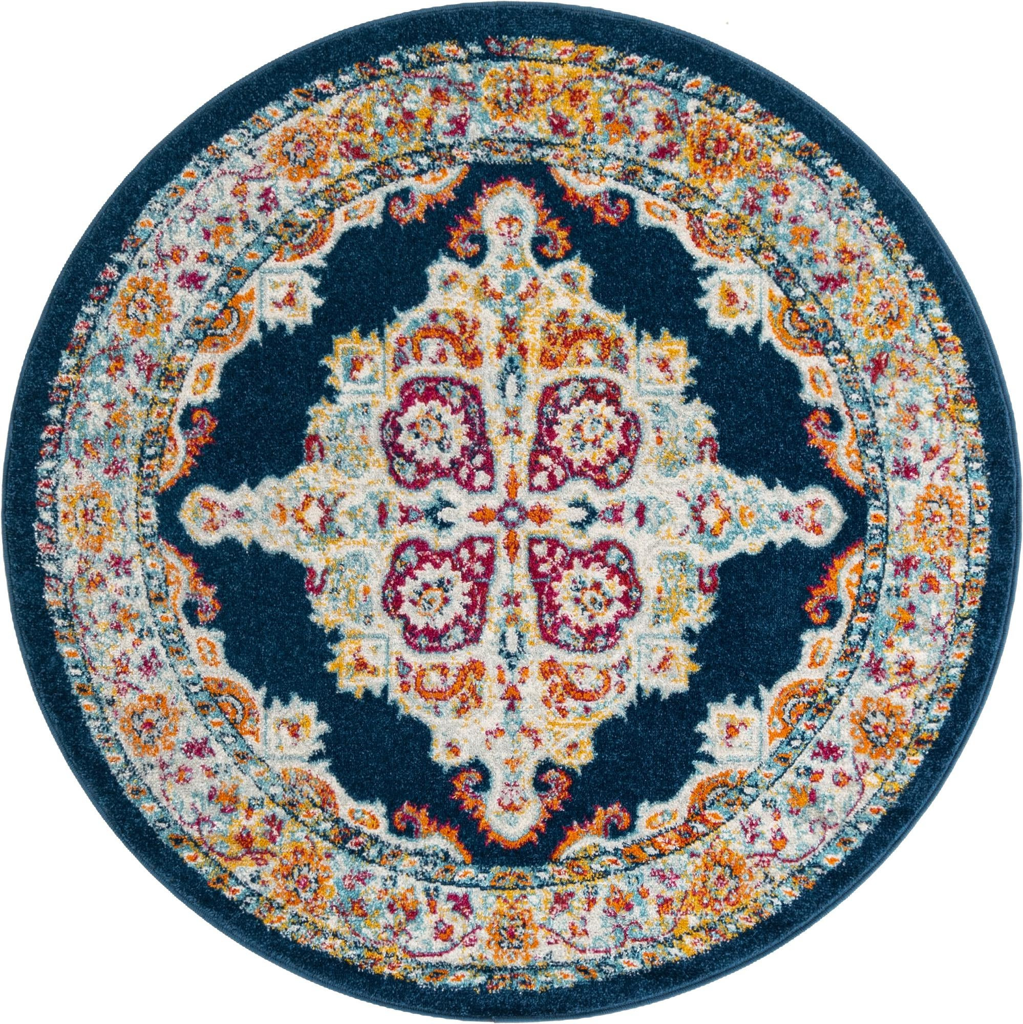 5' x 5' Selby · Border rug, navy