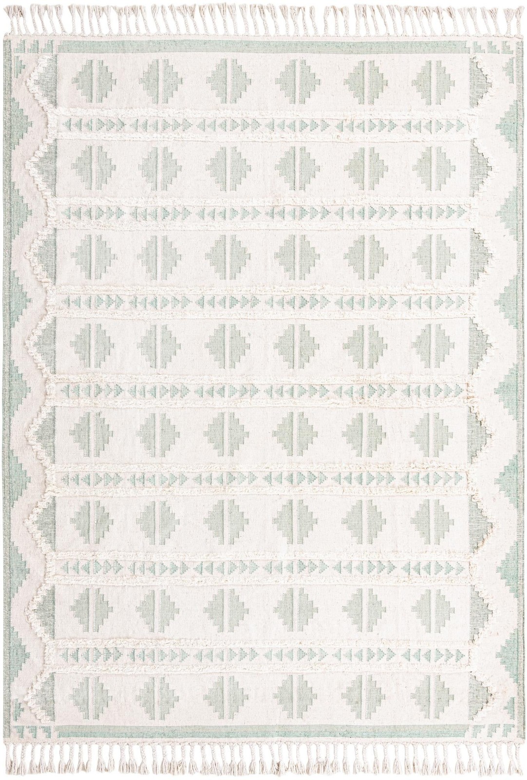 10' x 14' 1 Maitland · Geometric Wool Rug, aqua and cream