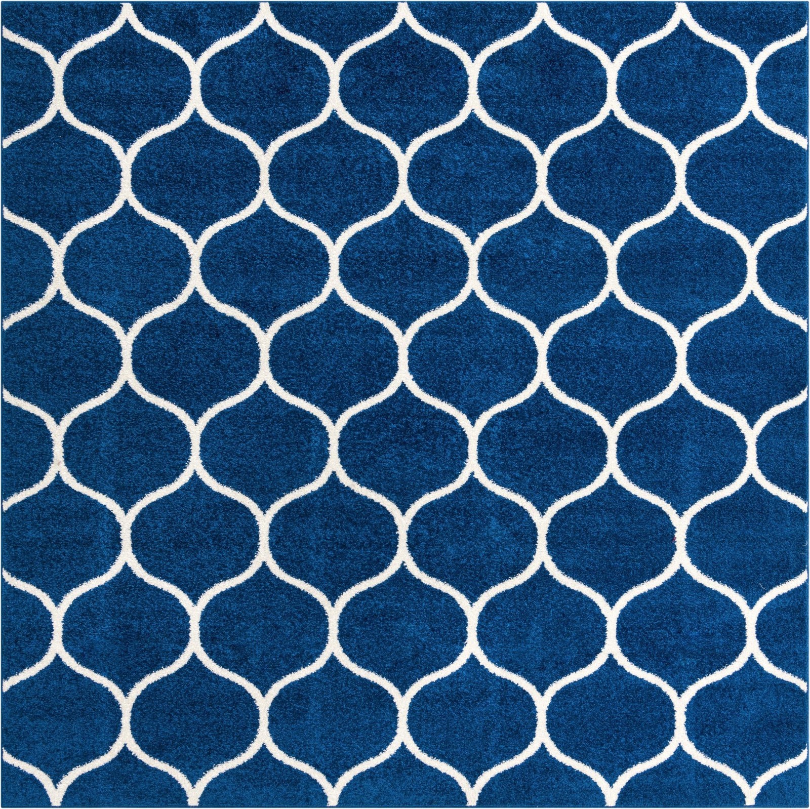 7' 10 x 7' 10 Ingram · Lattice rug, navy and ivory