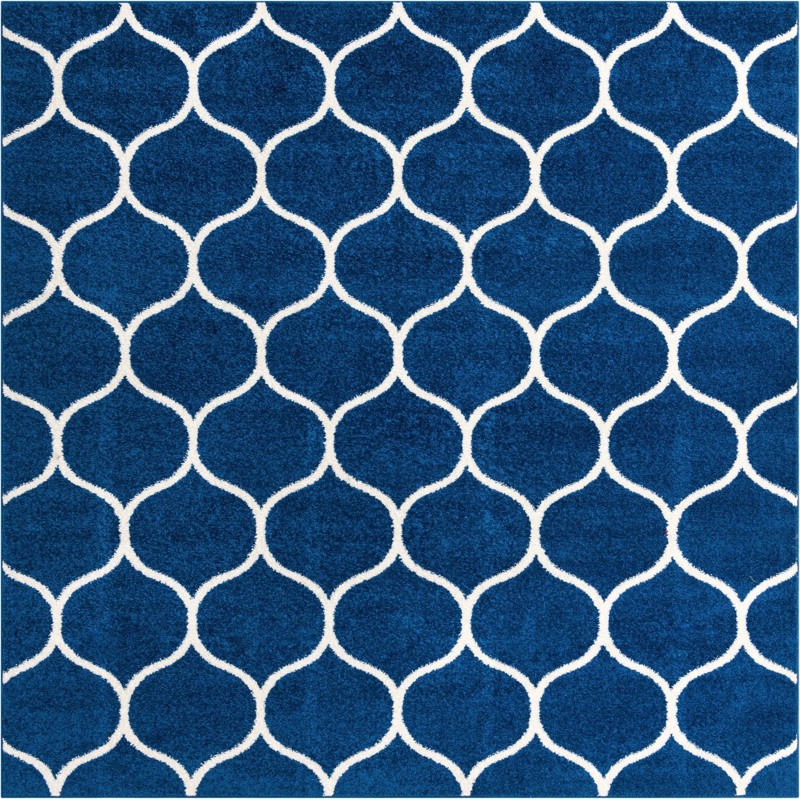 7' 10 x 7' 10 Ingram · Lattice rug, navy and ivory