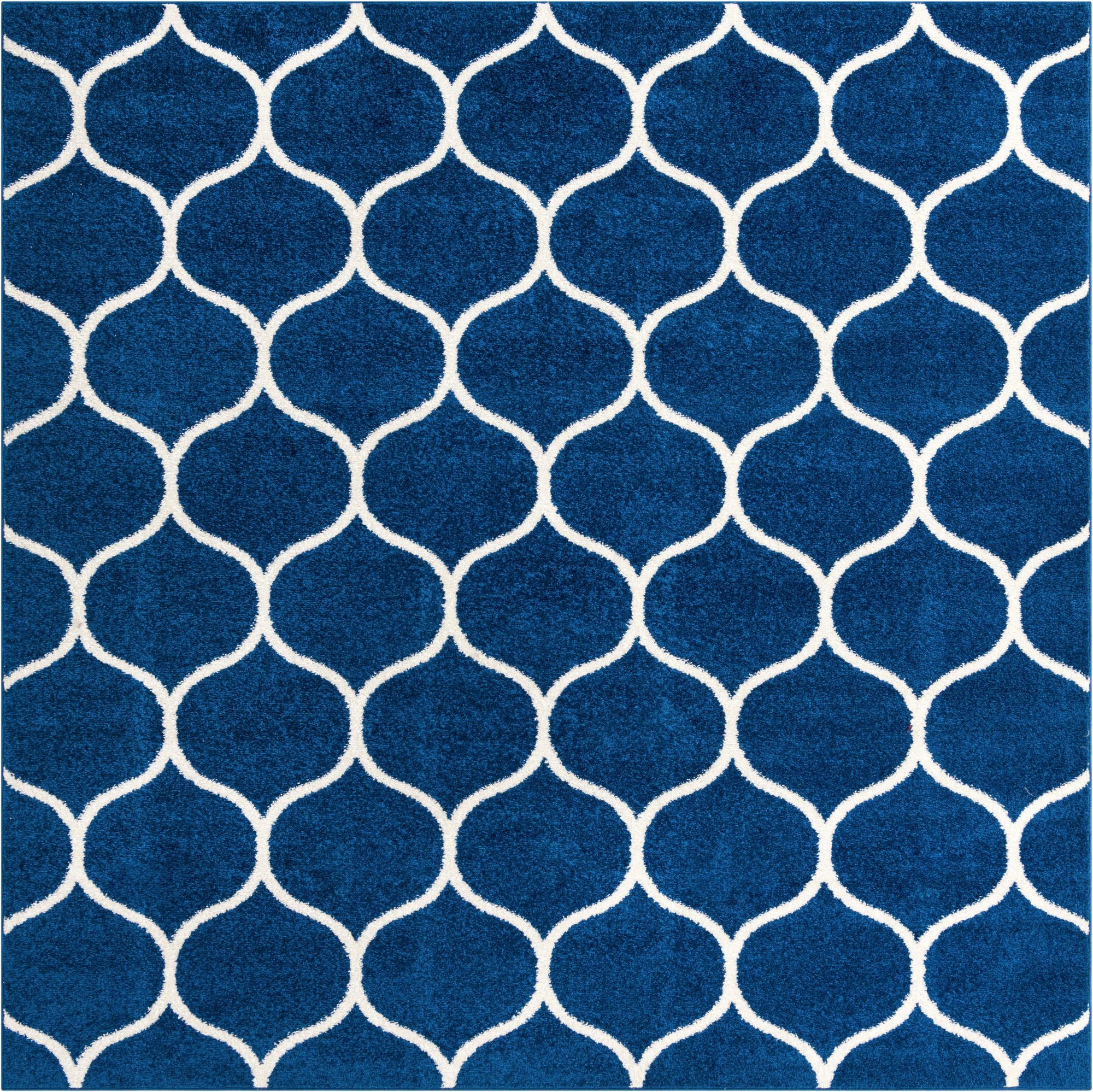 7' 10 x 7' 10 Ingram · Lattice rug, navy and ivory