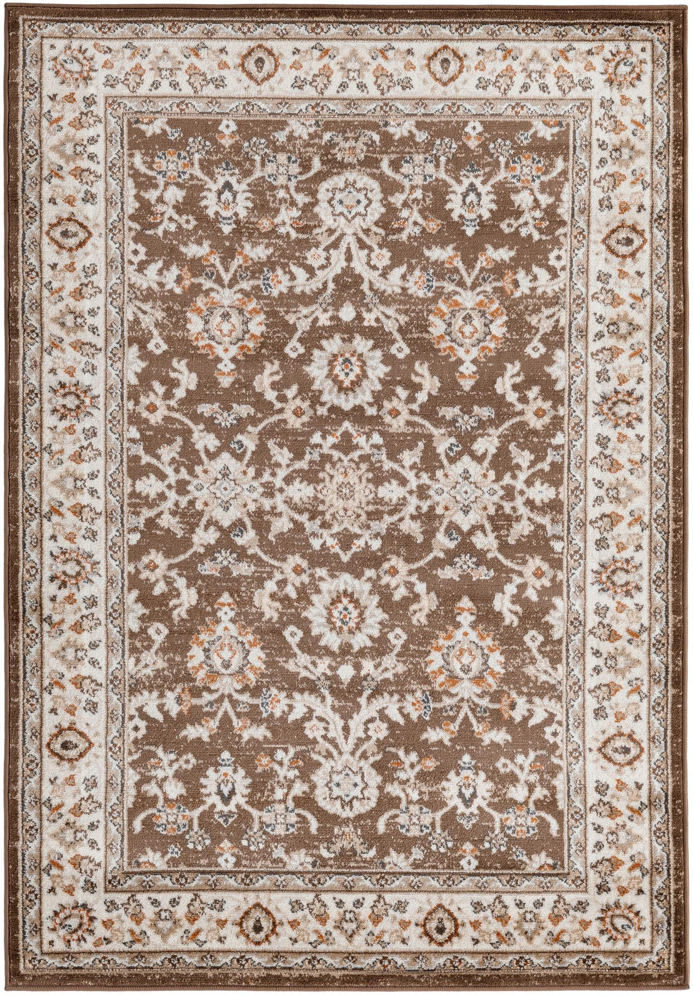 4' x 6' Reuben · Traditional medallion rug, brown and ivory