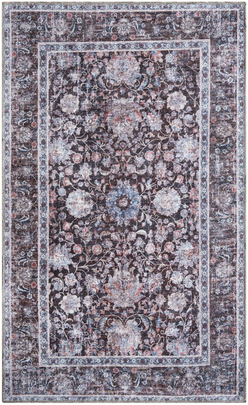 3' 3 x 5' 3 Bertie · Floral medallion rug, brown and blue