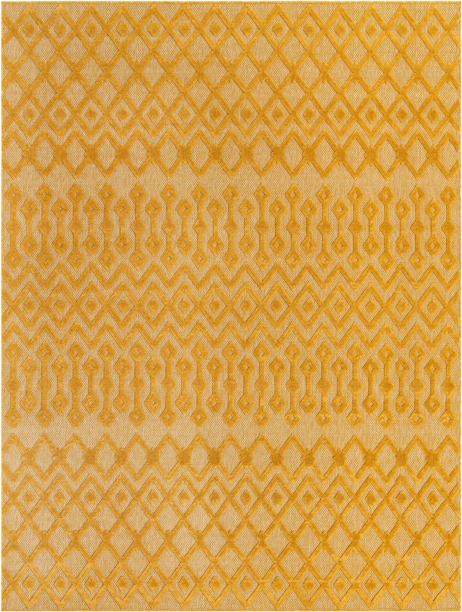 9' x 12' Creed · Diamond Outdoor Rug, yellow