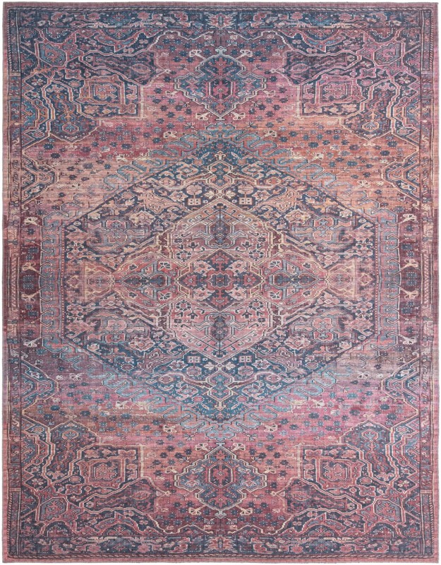 Darnell · Medallion Washable Rug, rust and navy