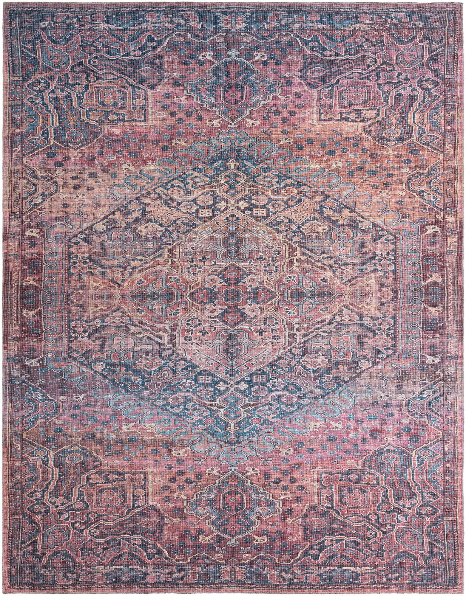 10' 6 x 13' Darnell · Medallion Washable Rug, rust and navy