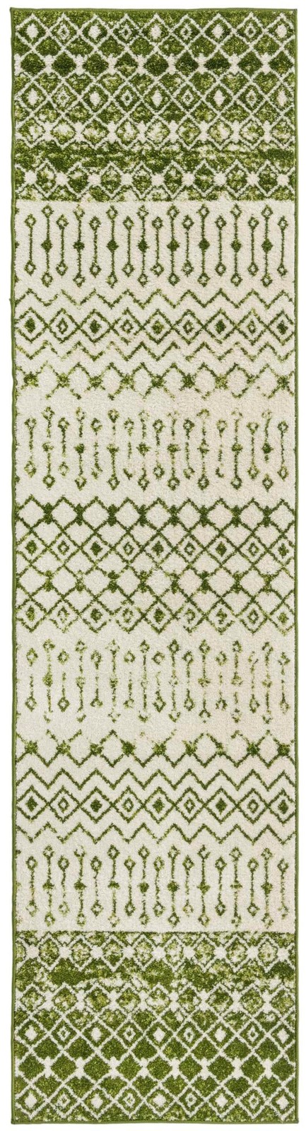 2' 7 x 10' Vernon · Geometric rug, green and ivory