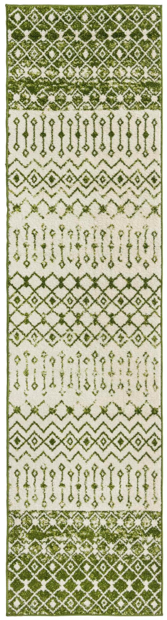 2' 7 x 10' Vernon · Geometric rug, green and ivory