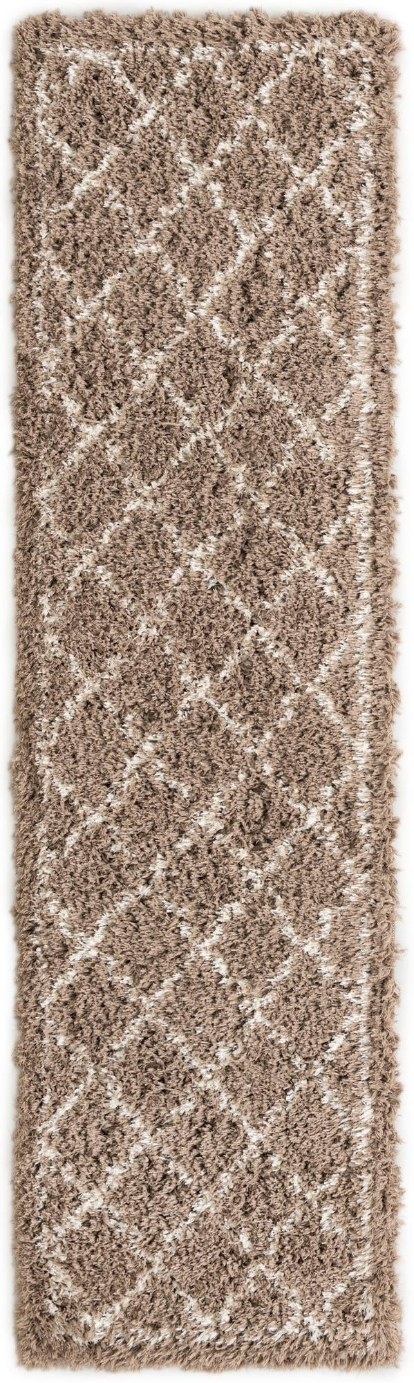 2' 7 x 10' Kemble · Lattice shag rug, khaki and ivory