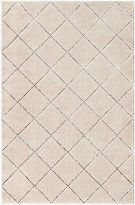 4' x 6' Gilchrist · Diamond lattice rug, ivory and grey