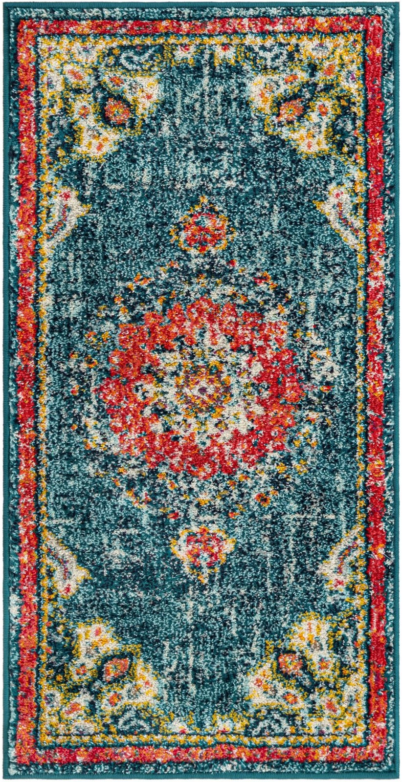 2' x 4' Amberley · Medallion rug, navy and red