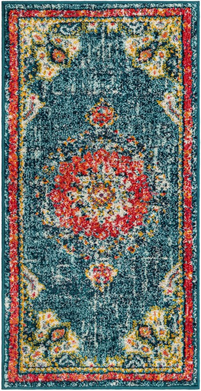 2' x 4' Amberley · Medallion rug, navy and red