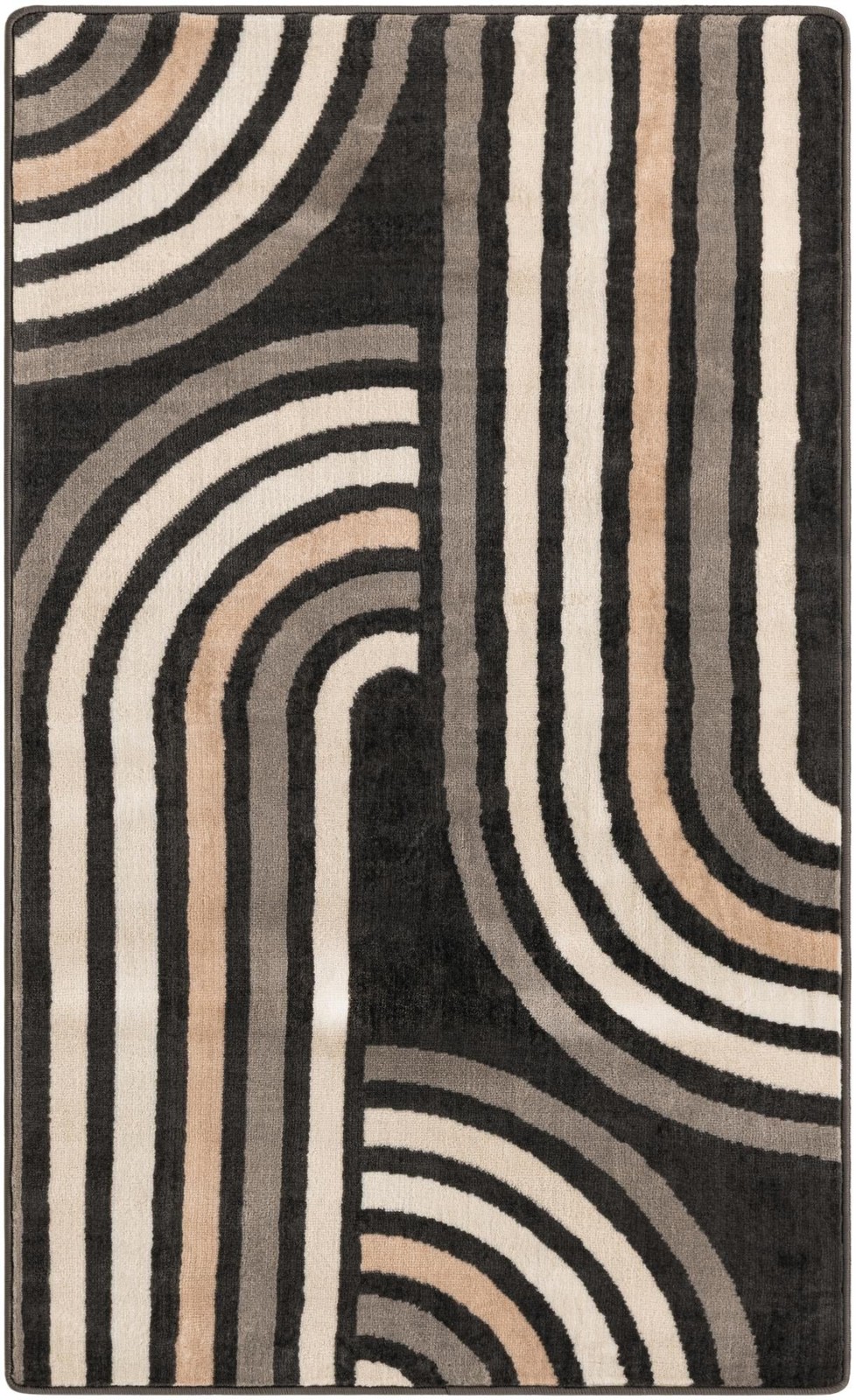 3' x 5' 3 Parkes · Geometric arch rug, charcoal and beige