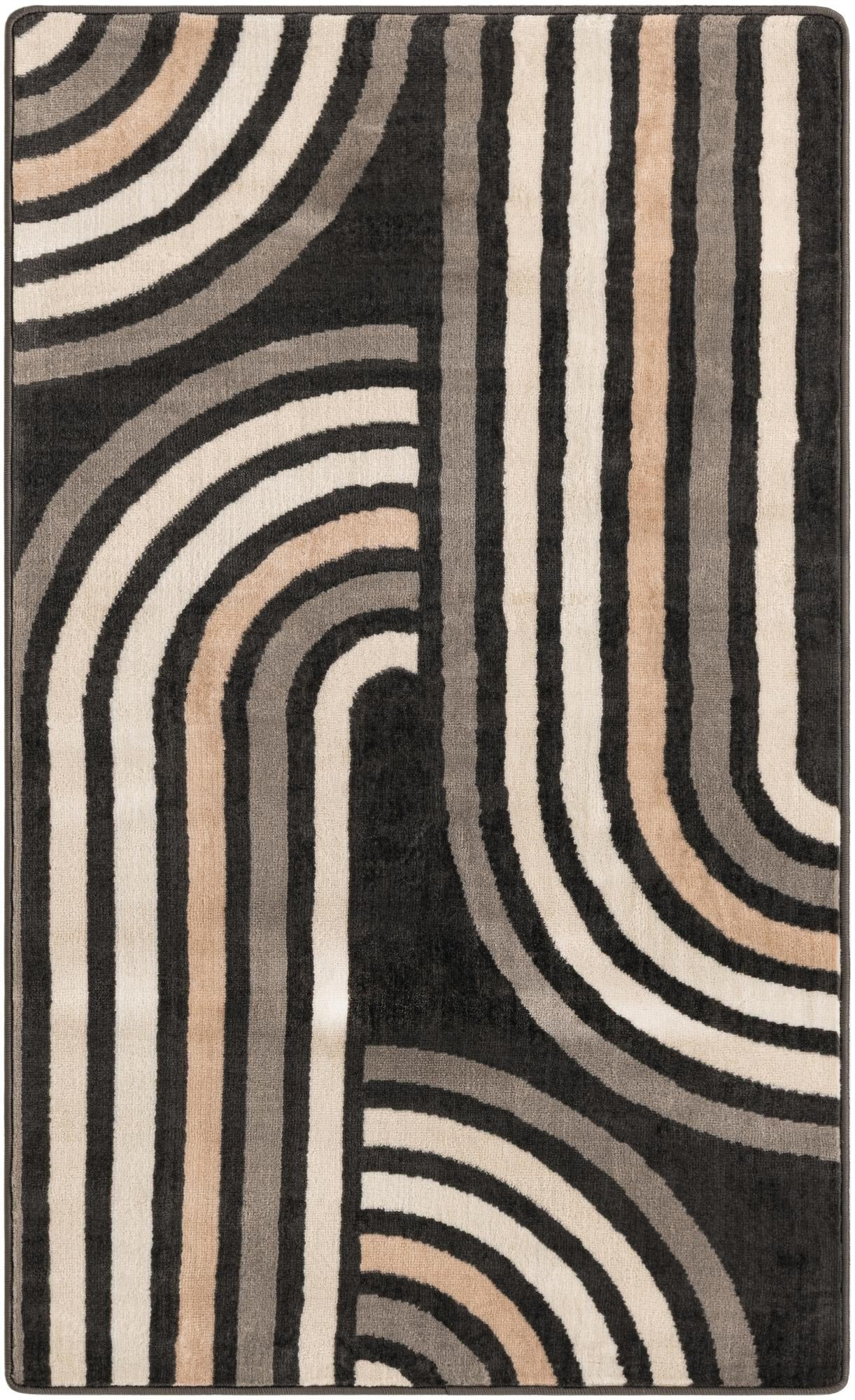 3' x 5' 3 Parkes · Geometric arch rug, charcoal and beige
