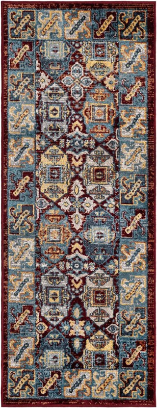 Orme · Tribal medallion Washable Rug, multi and red