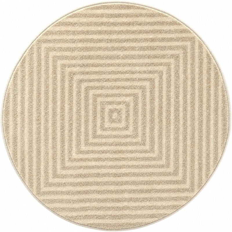 3' x 3' Tovey · Concentric stripe rug, ivory and brown