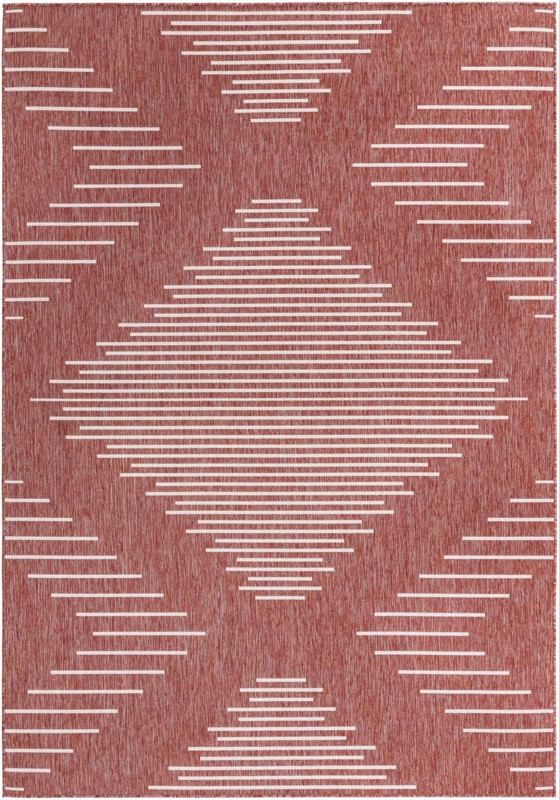 Harlow · Diamond Outdoor Rug, rust red