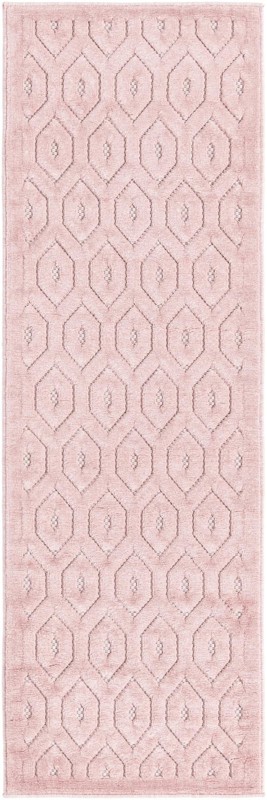 2' x 6' Roanoke · Geometric lattice Outdoor Rug, soft pink