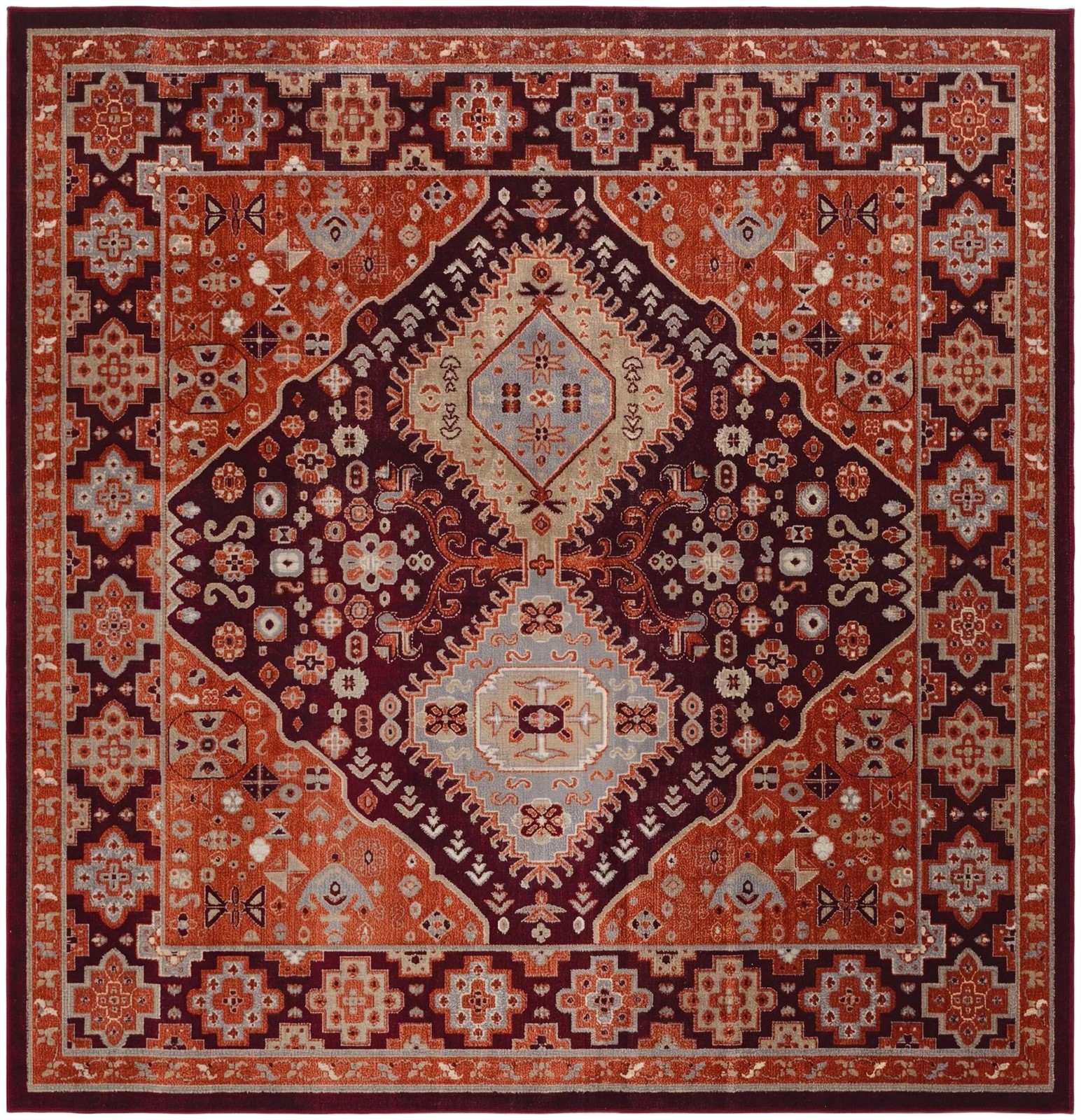 7' 10 x 7' 10 Middlebury · Border Washable Rug, burgundy red
