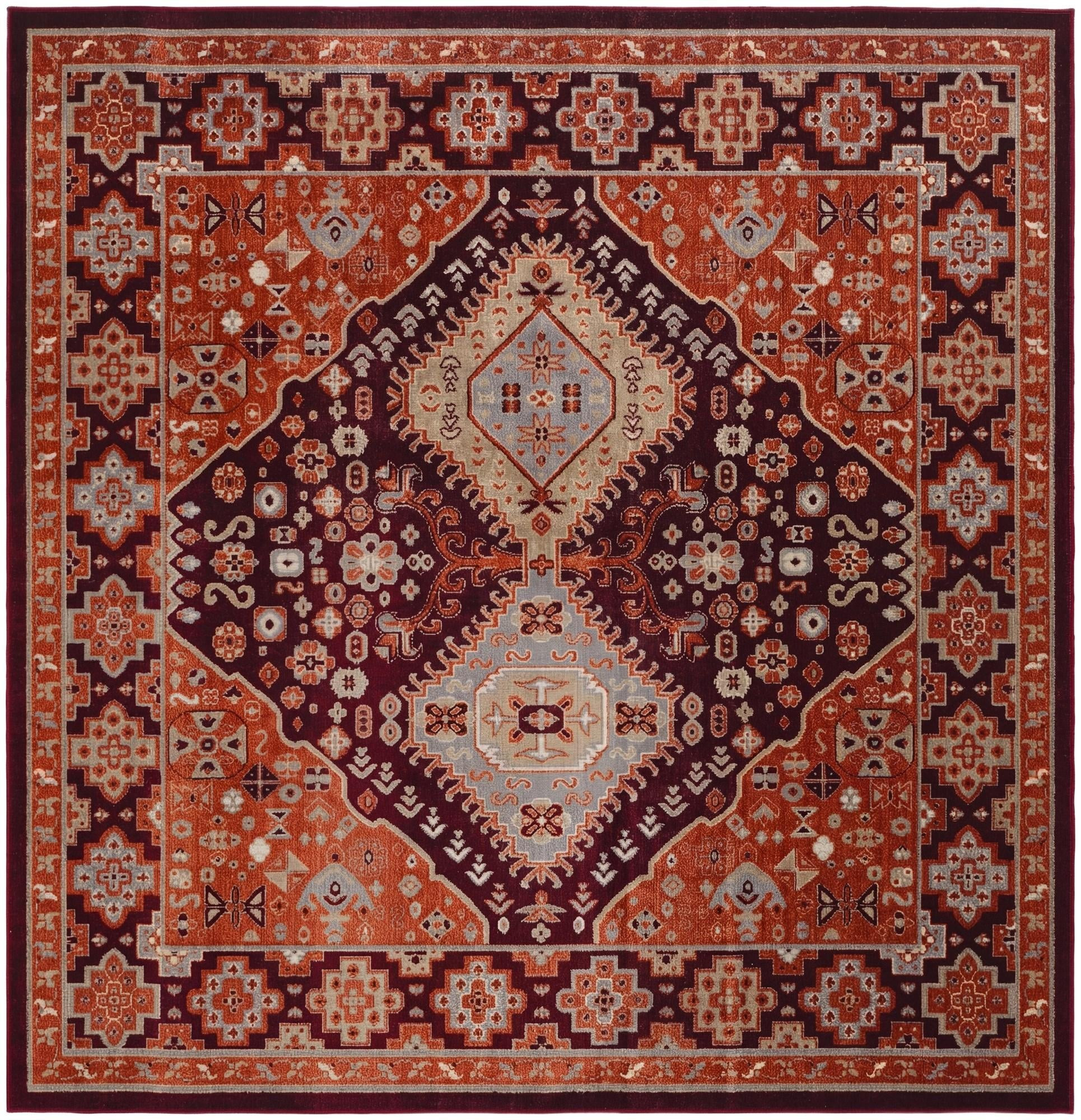 7' 10 x 7' 10 Middlebury · Border Washable Rug, burgundy red