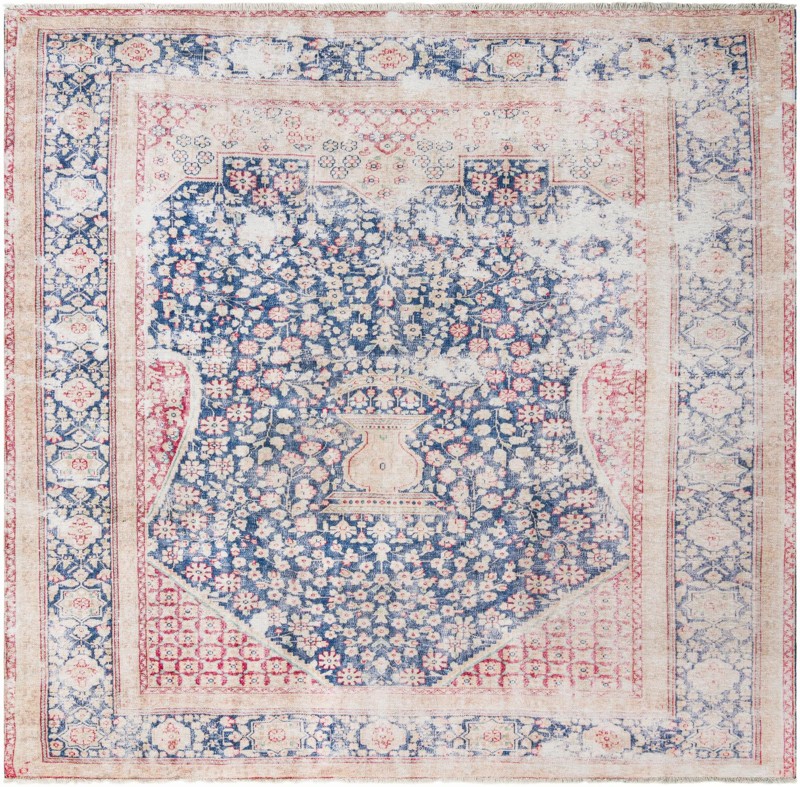 7' 9 x 7' 9 Ruidoso · Border rug, navy blue