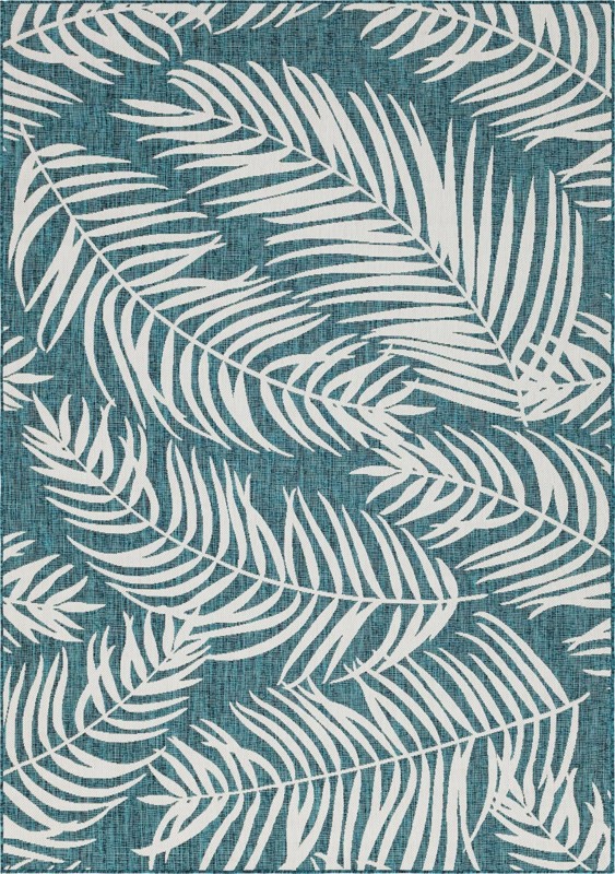7' 10 x 11' Moody · Floral / botanical Outdoor Rug, teal