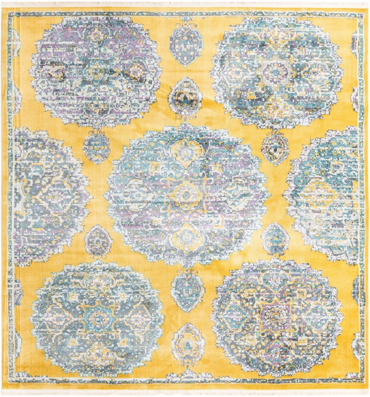 8' 2 x 8' 2 Mather · Medallion rug, yellow