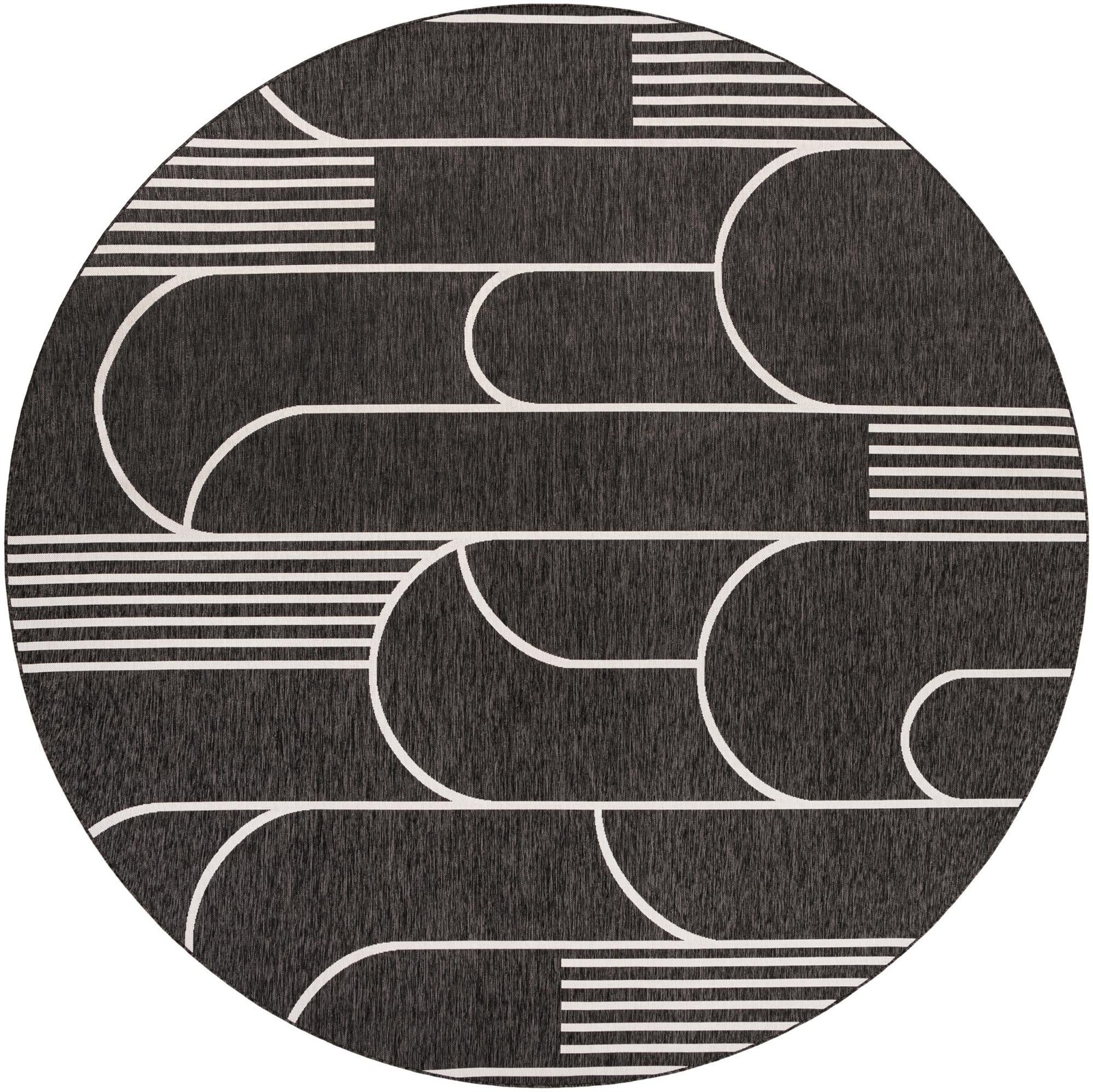 13' x 13' Prudence · Geometric Outdoor Rug, black and white