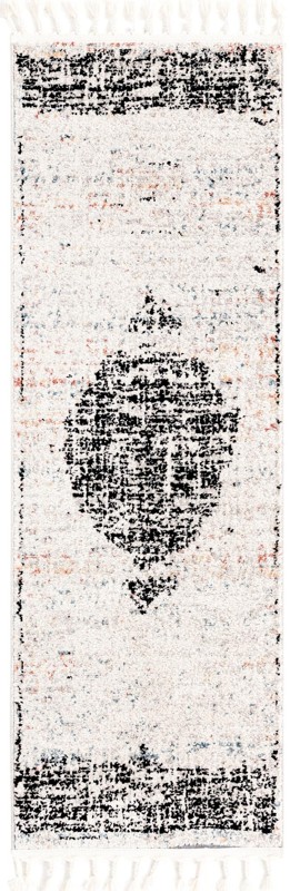 Hackett · Distressed medallion rug, ivory and black