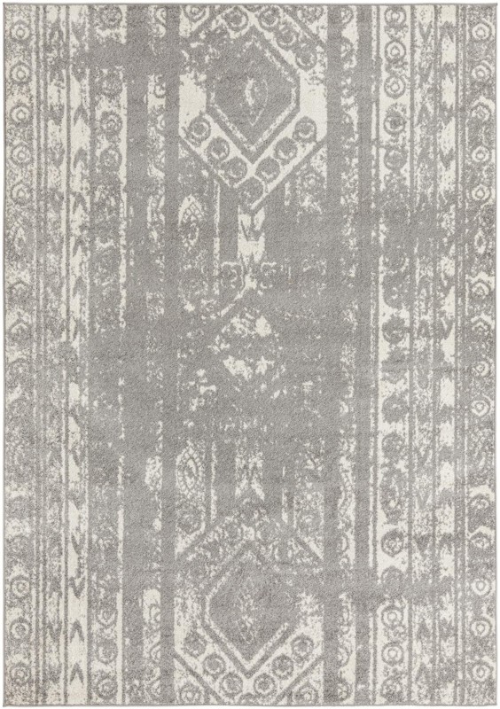 7' x 10' Underhill · Tribal stripe rug, gray and ivory
