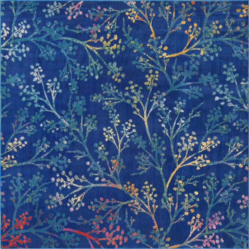 7' 10 x 7' 10 Garrick · Botanical runner rug, blue and multicolor
