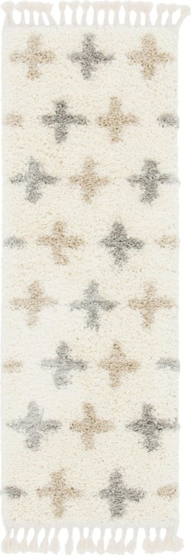 2' 2 x 6' Porteous · Geometric Shag Rug, white
