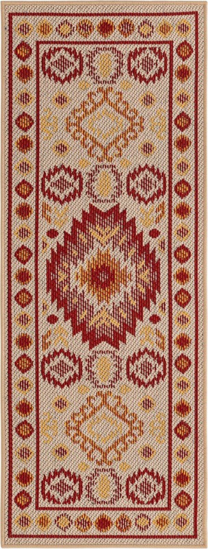 2' x 5' Whitfield · Diamond Outdoor Rug, beige and rust red