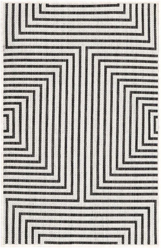 Gorse · Geometric Outdoor Rug, white and black