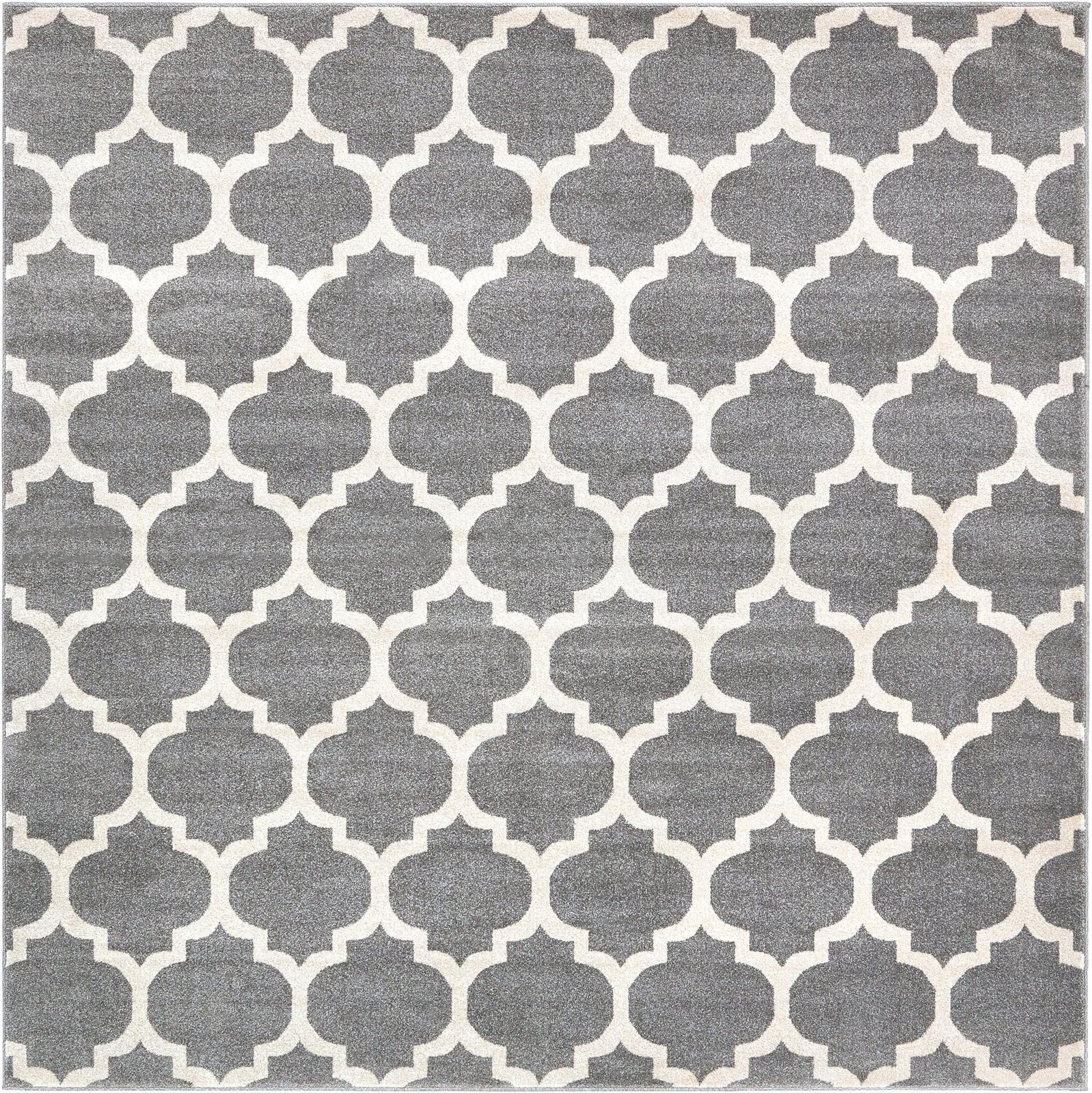 7' 10 x 7' 10 Arkwright · Lattice rug, dark gray and beige