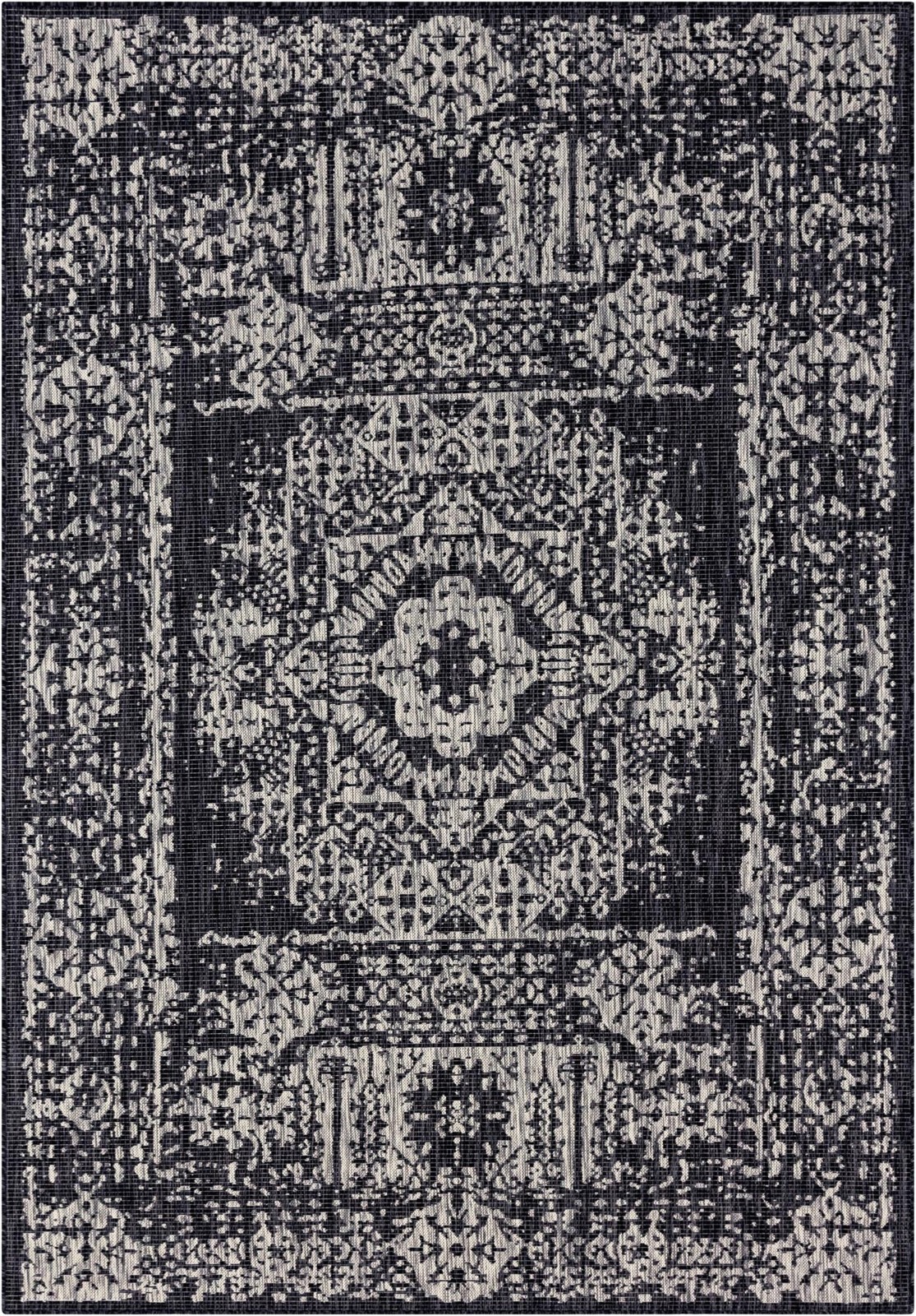 7' x 10' Hayden · Border Outdoor Rug, charcoal