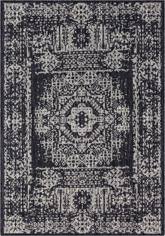 7' x 10' Hayden · Border Outdoor Rug, charcoal
