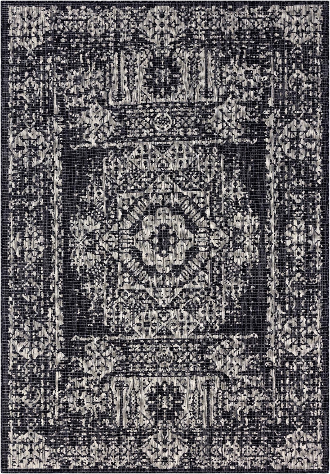 7' x 10' Hayden · Border Outdoor Rug, charcoal