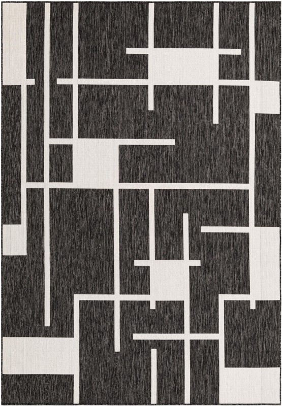 Gillespie · Abstract Outdoor Rug, black and white