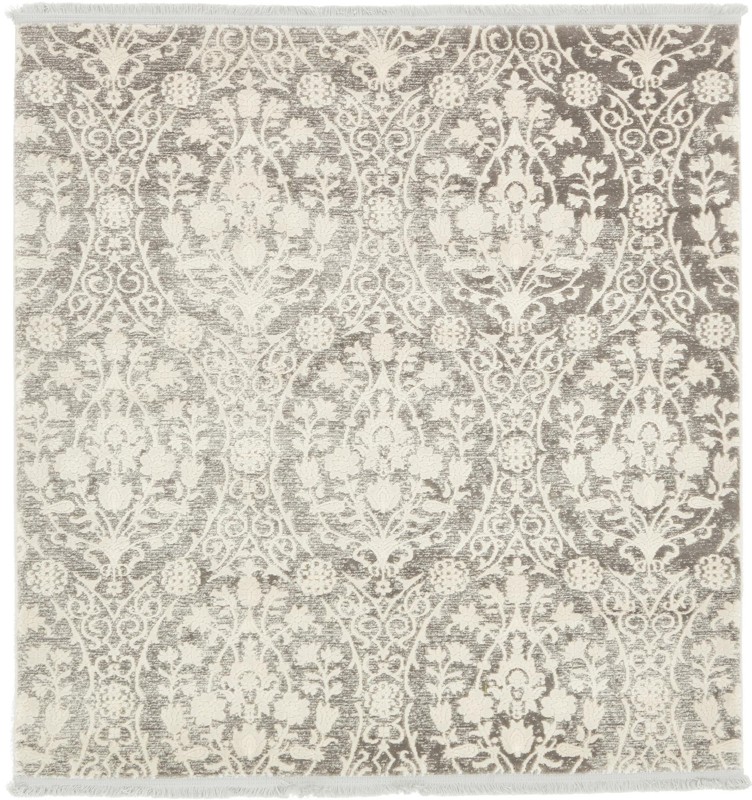 Marrow · Damask rug, light gray and ivory