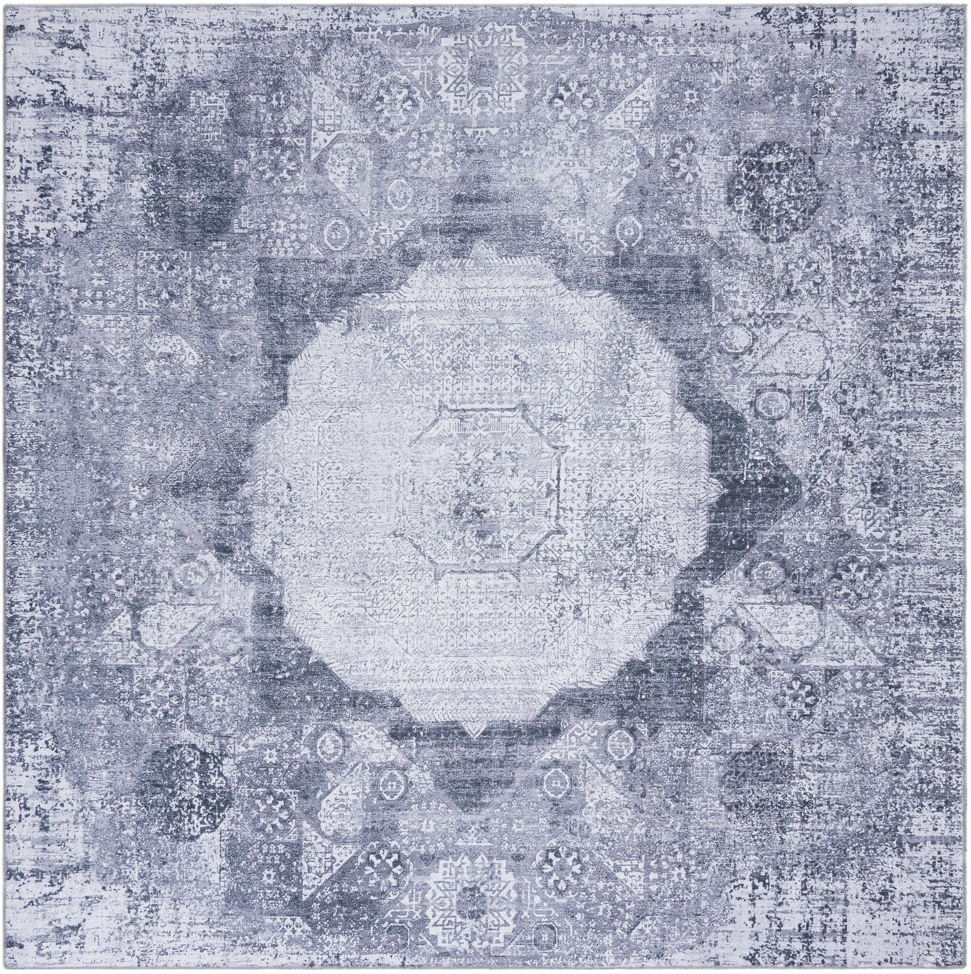 7' 10 x 7' 10 Fallowfield · Medallion Washable Rug, gray ivory
